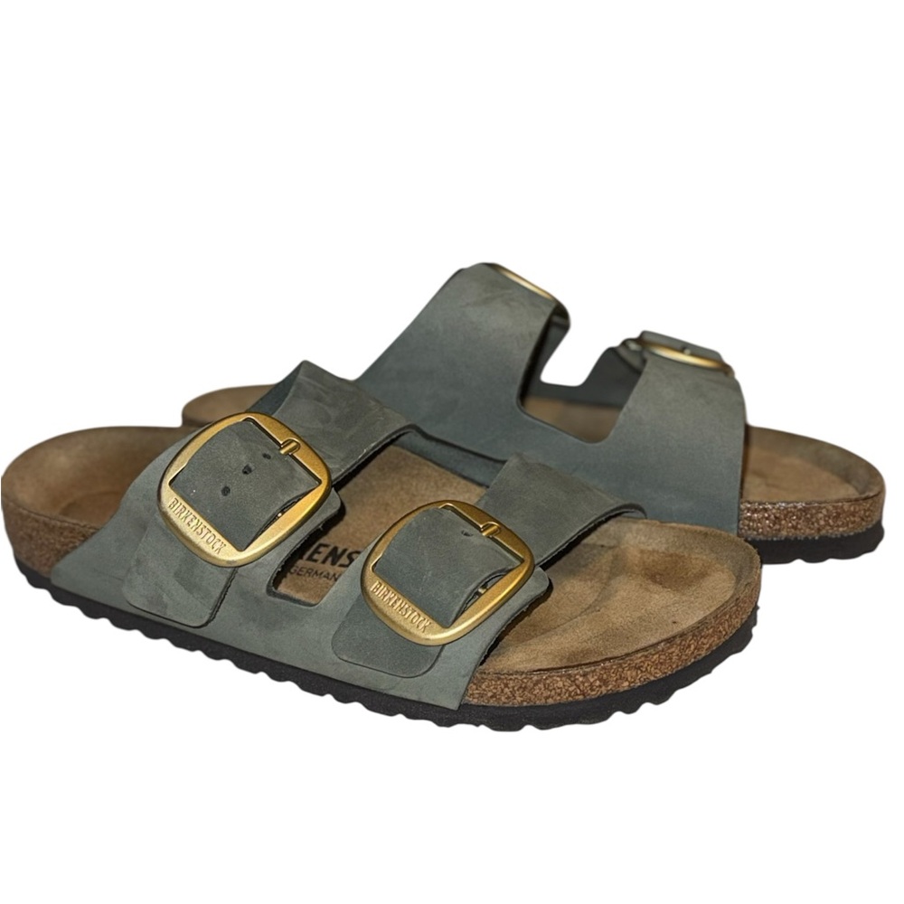 Birkenstock Green Sandals with Big Brass Buckles - Picture 7 of 7